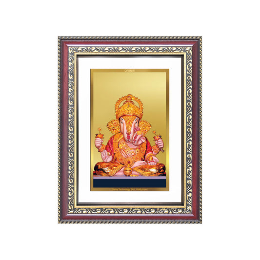 Dagdu Ganesh | Shri Dagdusheth Halwai Ganpati Wall and Tabletop Photo Frame in 24K Gold Plated Foil