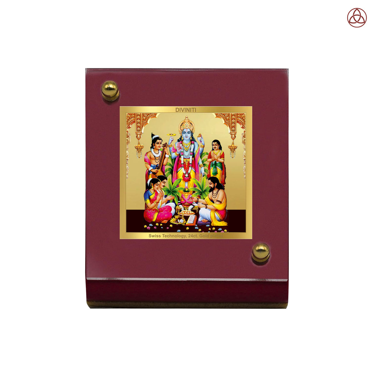 Lord Satyanarayana | Divine Form of Truth and Prosperity Tabletop Frame in 24K Gold Plated Foil