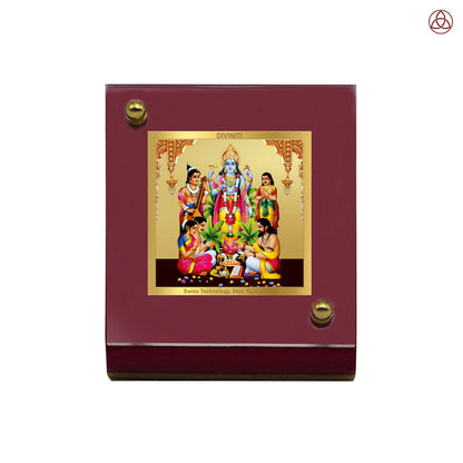 Lord Satyanarayana | Divine Form of Truth and Prosperity Tabletop Frame in 24K Gold Plated Foil