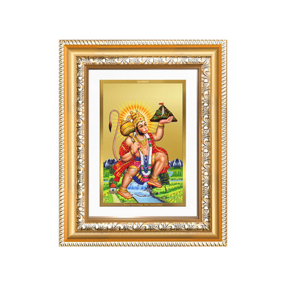 Diviniti 24K Gold Plated Hanuman With Mountain (Classic) Divine Wall and Table Top Frame for Home Mandir & Office Decor | Luxury Spiritual Gift