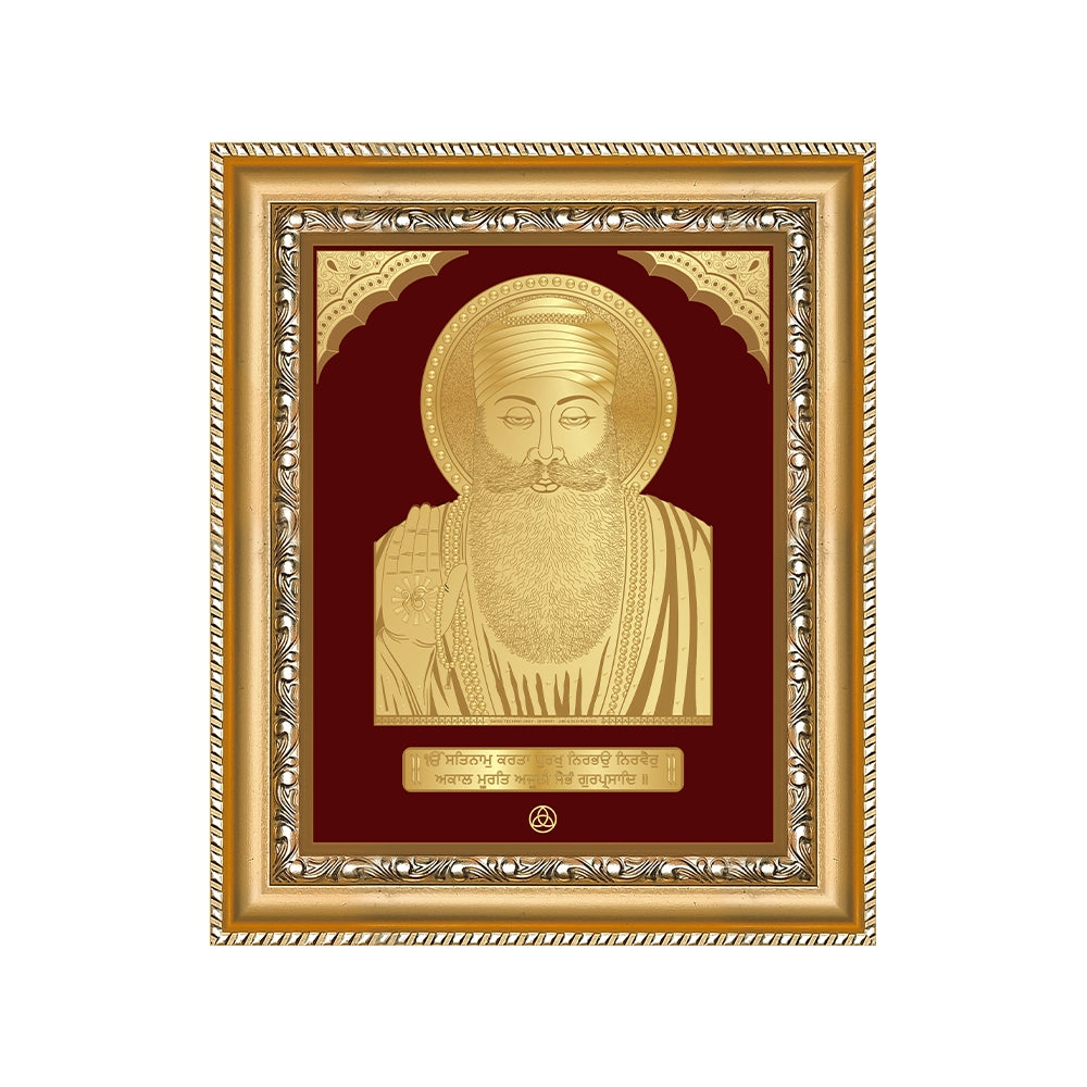 Guru Nanak Dev Ji Photo Frame in 24k gold plated foil 