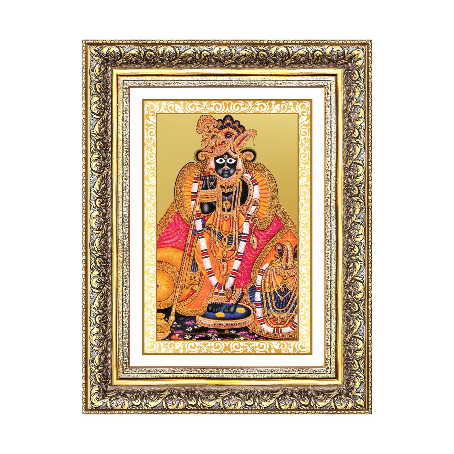 Diviniti 24K Gold Plated Banke Bihari Ji (Classic) Divine Wall Frame for Home Mandir & Office Decor | Luxury Spiritual Gift