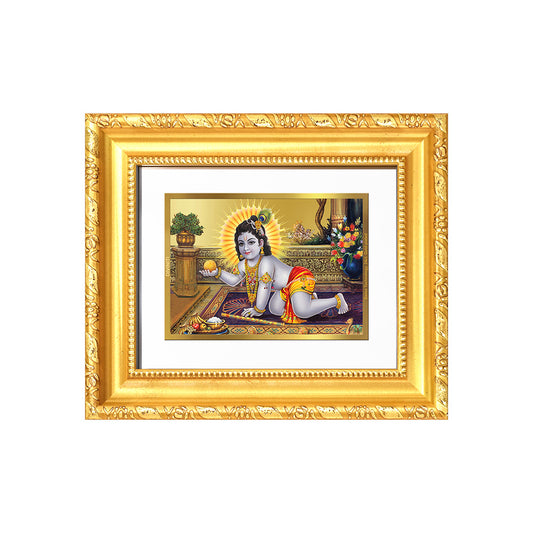 Diviniti 24K Gold Plated Laddu Gopal |Divine Table Top Frame for Home Mandir & Office Decor | Luxury Spiritual Gift