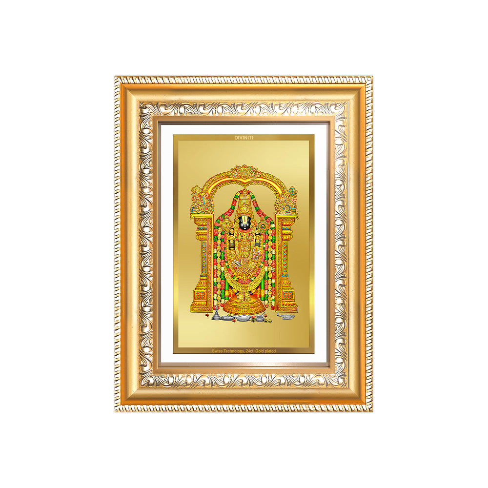 Diviniti 24K Gold Plated Tirupati Balaji Divine Wall Frame for Home Mandir & Office Decor | Luxury Spiritual Gift