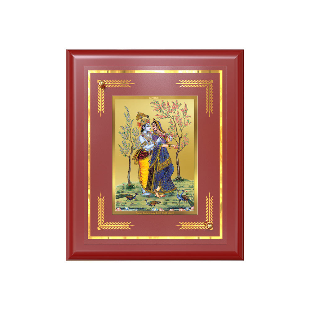 Diviniti 24K Gold Plated Radha Krishna Blessing Tabletop Photo Frame | Love, Devotion & Divine Grace