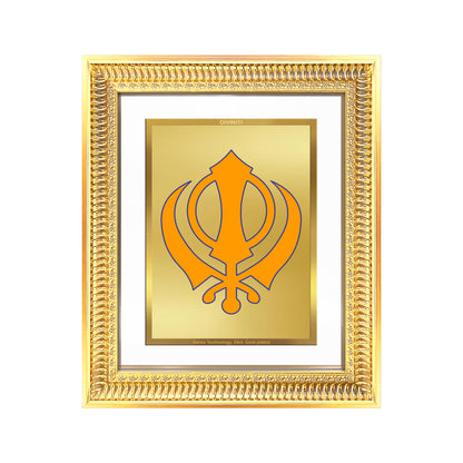 Diviniti 24K Gold Plated Khanda Sahib (Classic) Divine Wall Frame for Home Mandir & Office Decor | Luxury Spiritual Gift