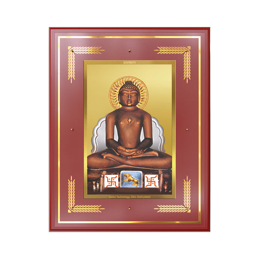 Lord Mahavira | Jain Tirthankara Wall Mount Photo Frame in 24K Gold Plated Foil