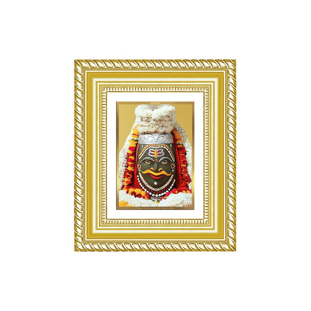 Diviniti 24K Gold Plated Mahakaleshwar Divine Table Top Frame for Home Mandir & Office Decor | Luxury Spiritual Gift