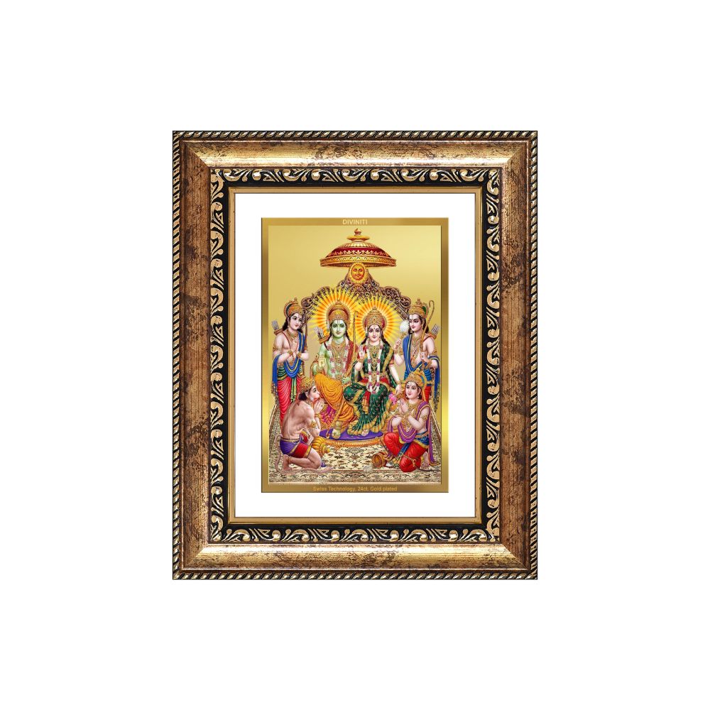 Diviniti 24K Gold Plated Ram Darbar Divine Wall and Table Top Frame for Home Mandir & Office Decor | Luxury Spiritual Gift