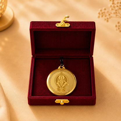 Diviniti 24K Double Sided Gold Plated Pendant Ayyappan & Yantra | 18 MM Flip Coin (1 PCS)