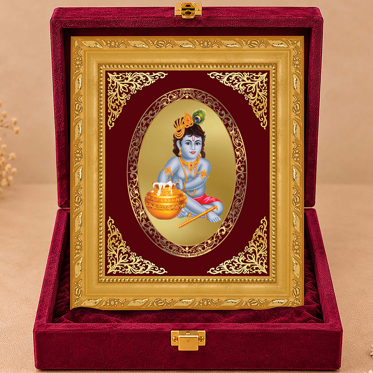 24K Gold-Plated Bal Gopal Frame | Premium Gift Box | 21.5x17.5 CM