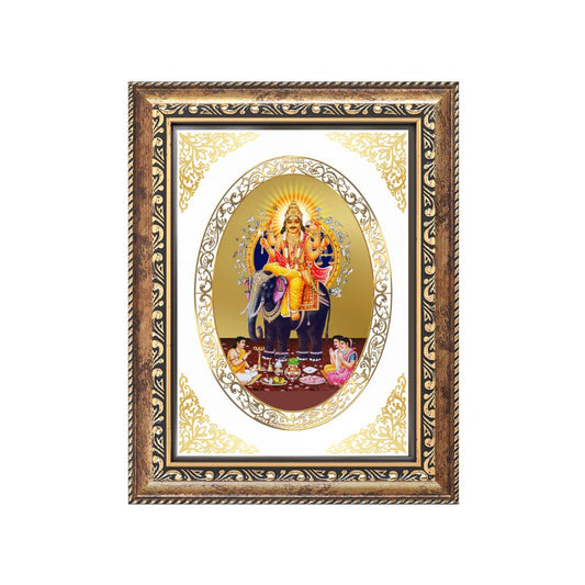 Lord Vishwakarma Divine Creator & Architect Sacred Success Royal Tabletop Frame in 24K Gold Plated Foil