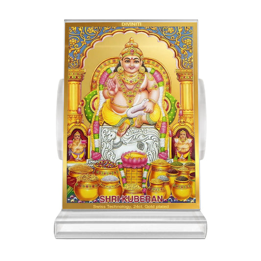 Kuber Ji | Divine Lord Kuber Car Dashboard & Tabletop Photo Frame in 24K Gold Plated Foil