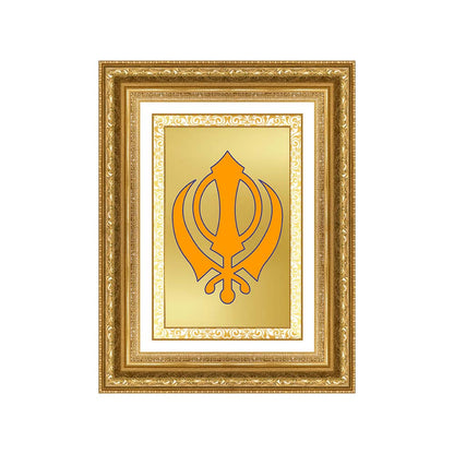 Diviniti 24K Gold Plated Khanda Sahib (Classic) Divine Wall Frame for Home Mandir & Office Decor | Luxury Spiritual Gift