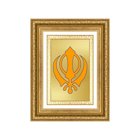 Diviniti 24K Gold Plated Khanda Sahib (Classic) Divine Wall Frame for Home Mandir & Office Decor | Luxury Spiritual Gift