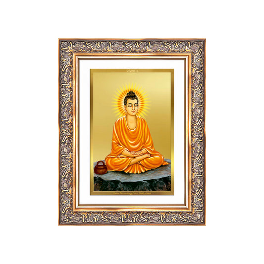 Diviniti 24K Gold Plated Buddha (Classic) Divine Wall Frame for Home Mandir & Office Decor | Luxury Spiritual Gift