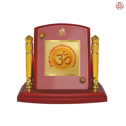 Om & Gayatri Mantra | Sacred Symbols & Chant | Divine Spiritual Energy For Tabletop Frame in 24K Gold Plated Foil