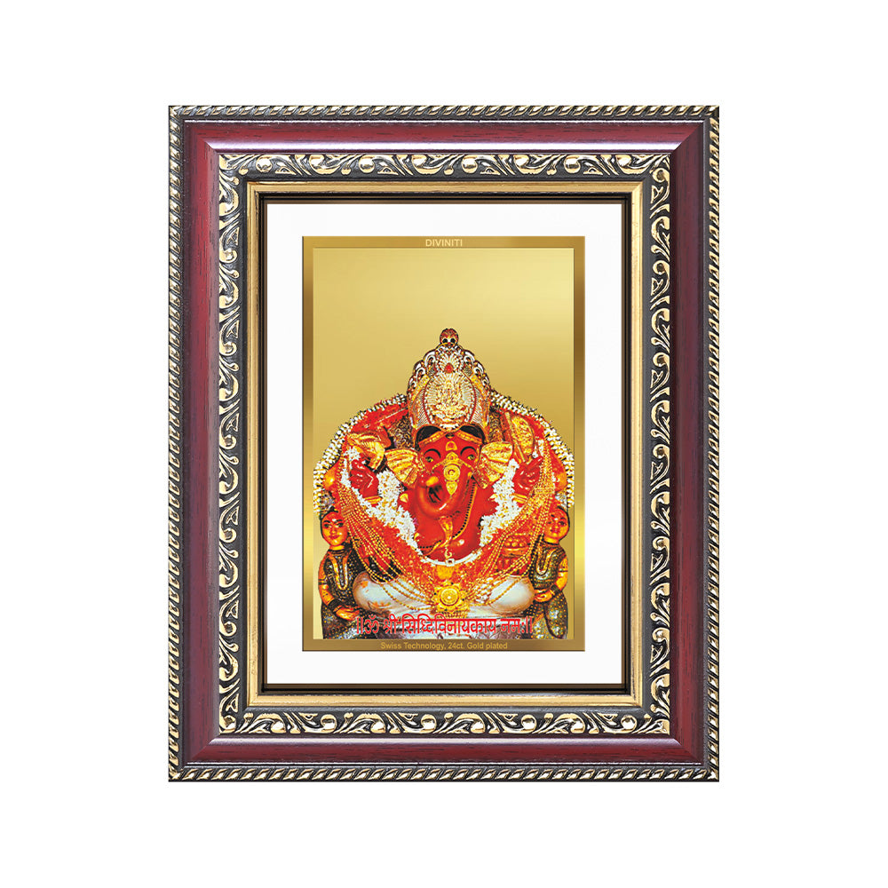 Diviniti 24K Gold Plated Siddhi Vinayak (Classic) Divine Wall and Table Top Frame for Home Mandir & Office Decor | Luxury Spiritual Gift