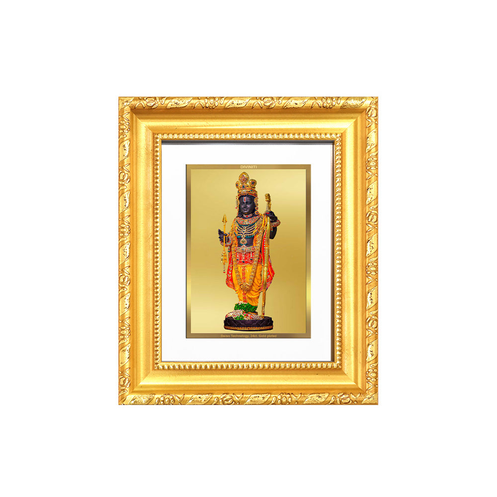 Diviniti 24K Gold Plated Ram Lalla With Arch |Divine Table Top Frame for Home Mandir & Office Decor | Luxury Spiritual Gift