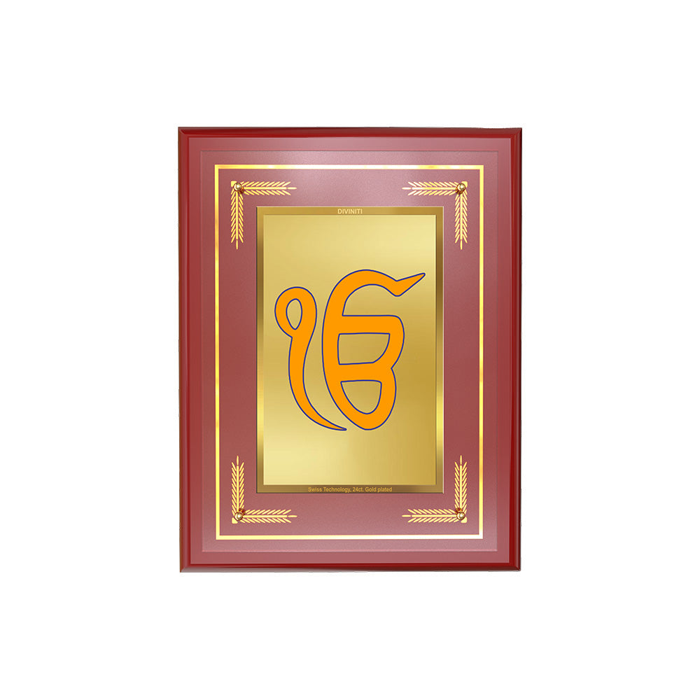 Diviniti 24K Gold Plated Ik Onkar Blessing Tabletop Photo Frame | Unity, Peace & Divine Grace