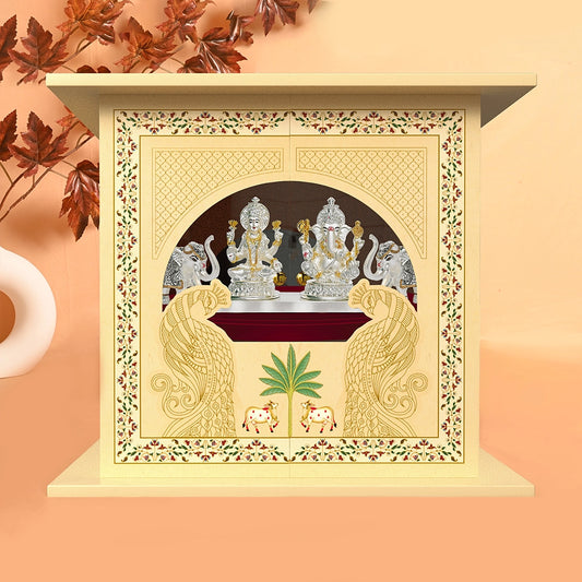 Diwali Gift Hamper | Four Crystal Containers with 999 Silver Lakshmi and Ganesh Idols Statues