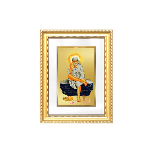 Diviniti 24K Gold Plated Sai Baba (Classic) Divine Wall Frame for Home Mandir & Office Decor | Luxury Spiritual Gift