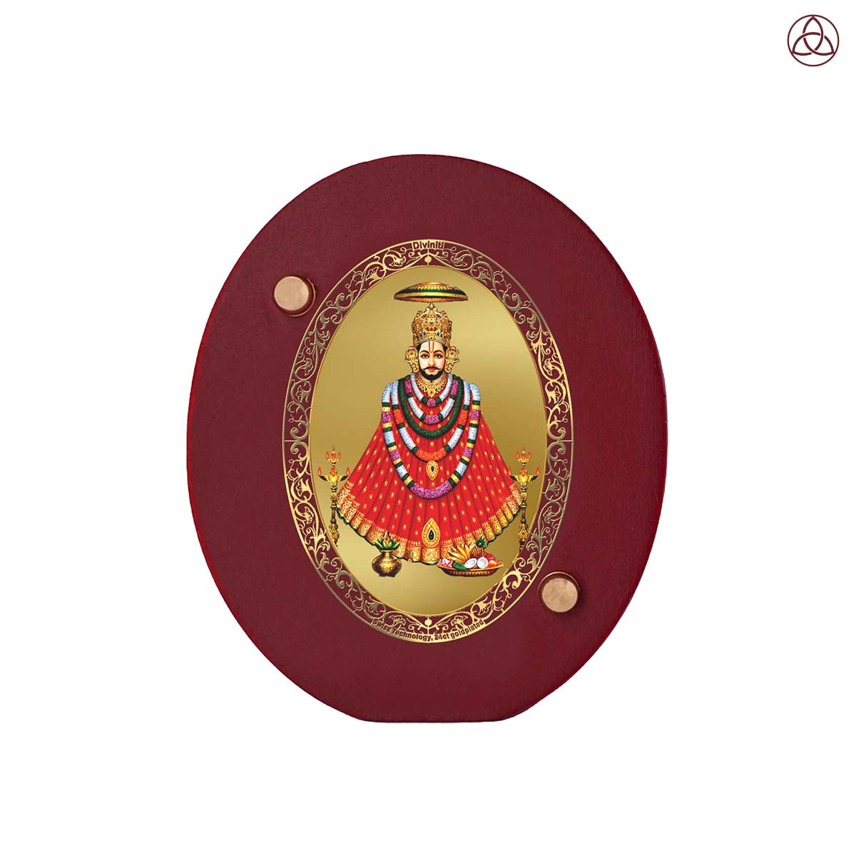 Khatu Shyam Ji Car Dashboard & Tabletop Photo Frame in 24K gold plated royal foil