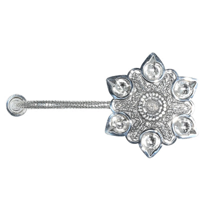 Pure Silver | 6 Mukhi Arti Diya for Puja Room |Spiritual Decor | Home Temple | Festive Decor (264 g)