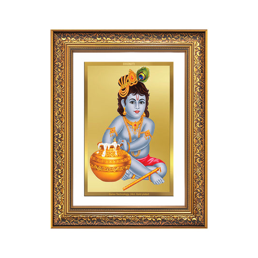 Diviniti 24K Gold Plated Bal Gopal Divine Wall Frame for Home Mandir & Office Decor | Luxury Spiritual Gift