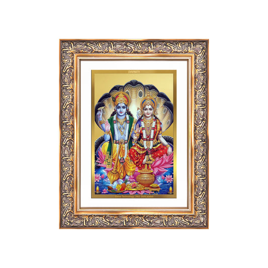 Diviniti 24K Gold Plated Vishnu Lakshmi (Classic) Divine Wall Frame for Home Mandir & Office Decor | Luxury Spiritual Gift
