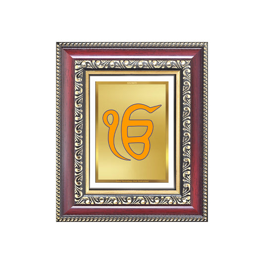 Diviniti 24K Gold Plated Ik Omkar (Classic) Divine Table Top Frame for Home Mandir & Office Decor | Luxury Spiritual Gift