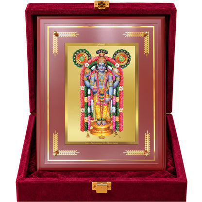 24K Gold-Plated Lord Guruvayurappan MDF Frame | Premium Gift Box | 27x35 CM