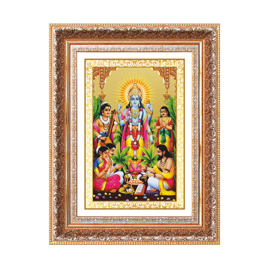 Lord Satyanarayana | Divine form of Truth and Prosperity Wall Photo Frame in 24K Gold Plated Foil