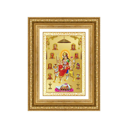Diviniti 24K Gold Plated Nav Durga (Classic) Divine Wall Frame for Home Mandir & Office Decor | Luxury Spiritual Gift
