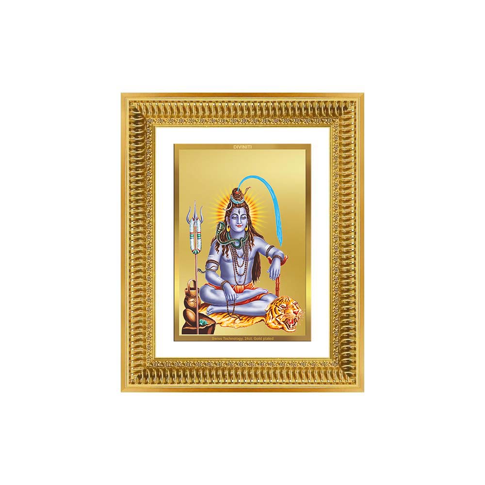 Diviniti 24K Gold Plated Shiva (Classic) Divine Wall Frame for Home Mandir & Office Decor | Luxury Spiritual Gift