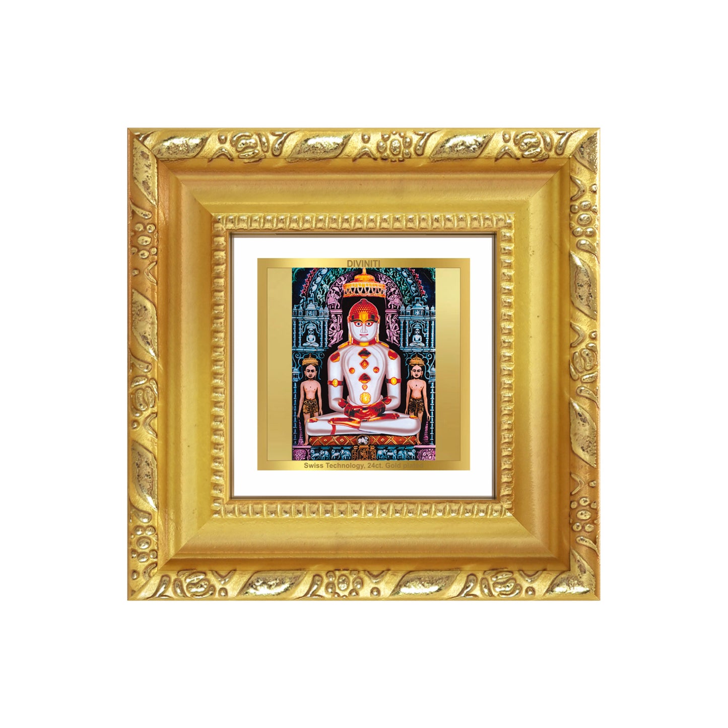 Diviniti Adinath (Rishabhdev) Tabletop Photo Frame in 24K Gold Plated Foil | Peace, Spiritual Wisdom & Divine Blessings | DG103S1A (10x10 CM)