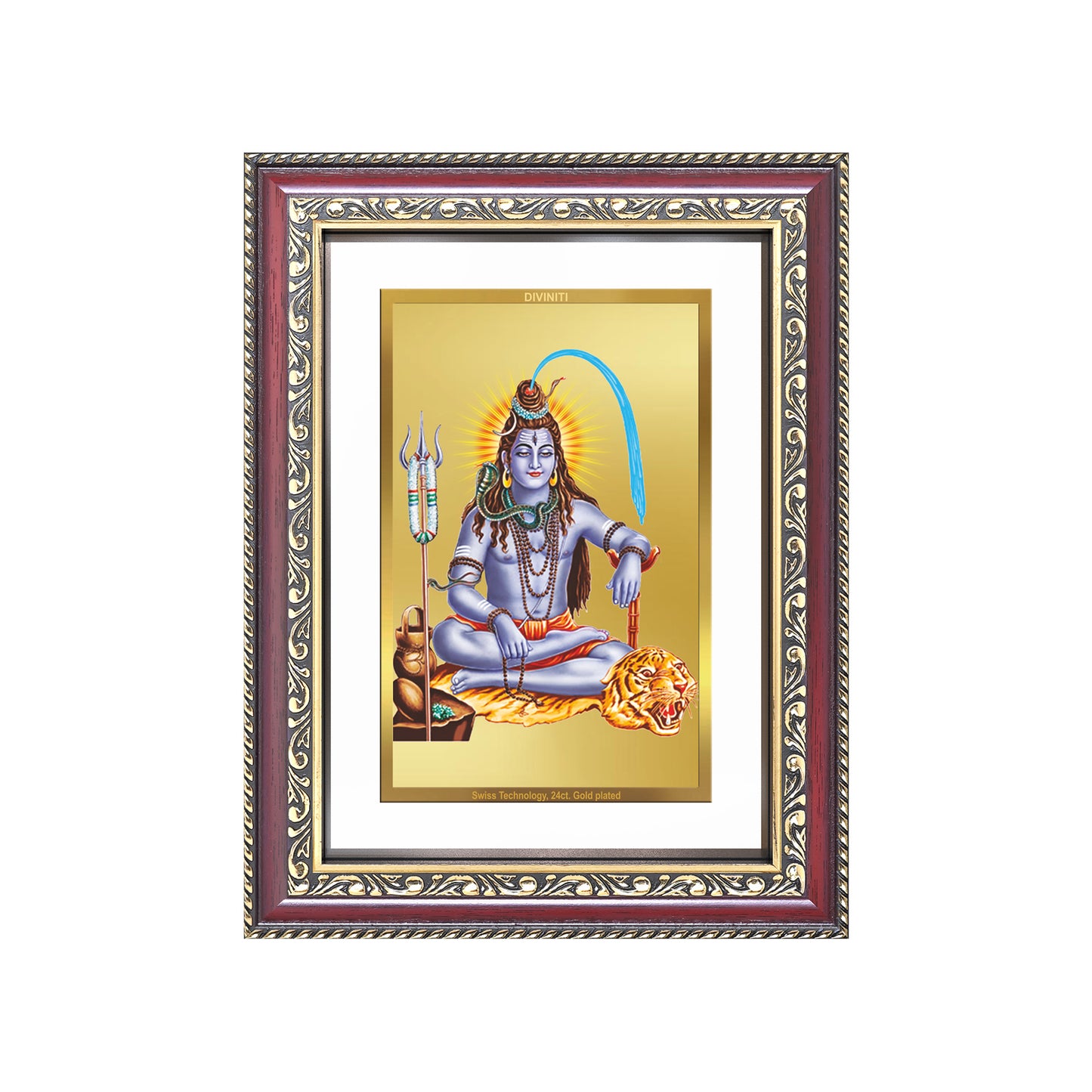 Diviniti 24K Gold Plated Shiva (Classic) Divine Wall Frame for Home Mandir & Office Decor | Luxury Spiritual Gift
