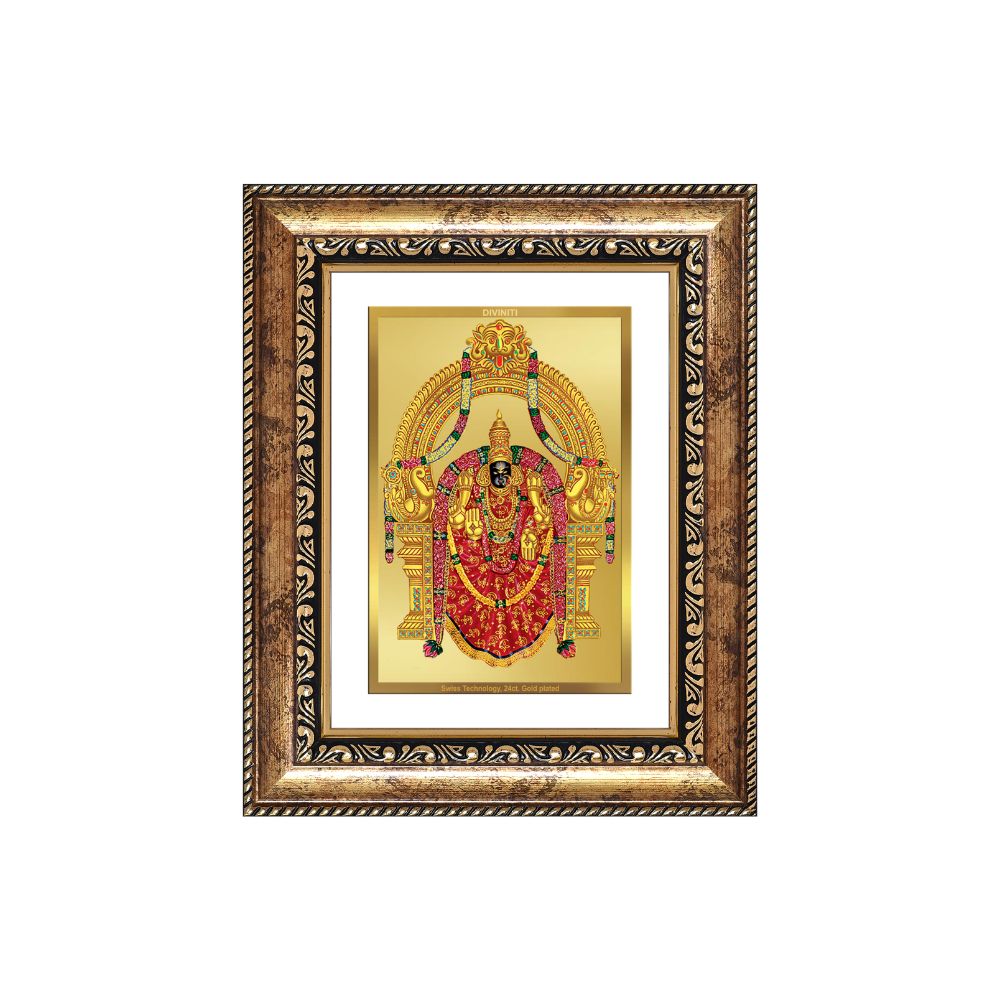 Diviniti 24K Gold Plated Padmavati (Classic) Divine Wall and Table Top Frame for Home Mandir & Office Decor | Luxury Spiritual Gift