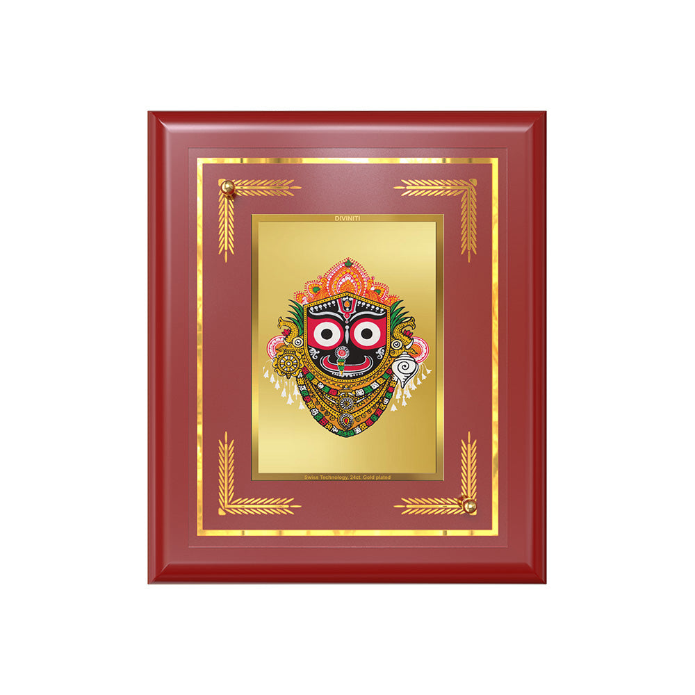 Diviniti 24K Gold Plated Lord Jagannath Blessing Tabletop Photo Frame | Divine Protection, Compassion & Spiritual Grace