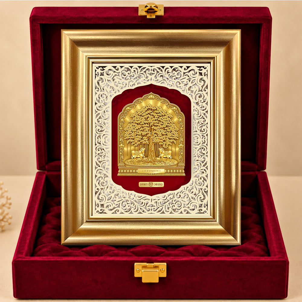 24K Gold-Plated Kalpavriksha Frame | Premium Gift Box | 30x25 CM