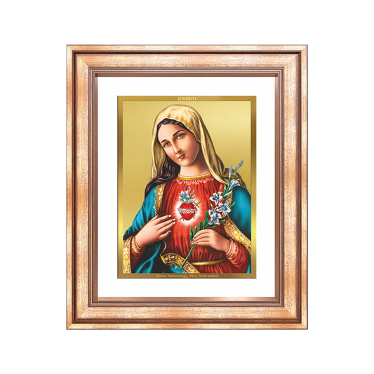 Diviniti 24K Gold Plated Mother Mary (Classic) Divine Wall Frame for Home Mandir & Office Decor | Luxury Spiritual Gift