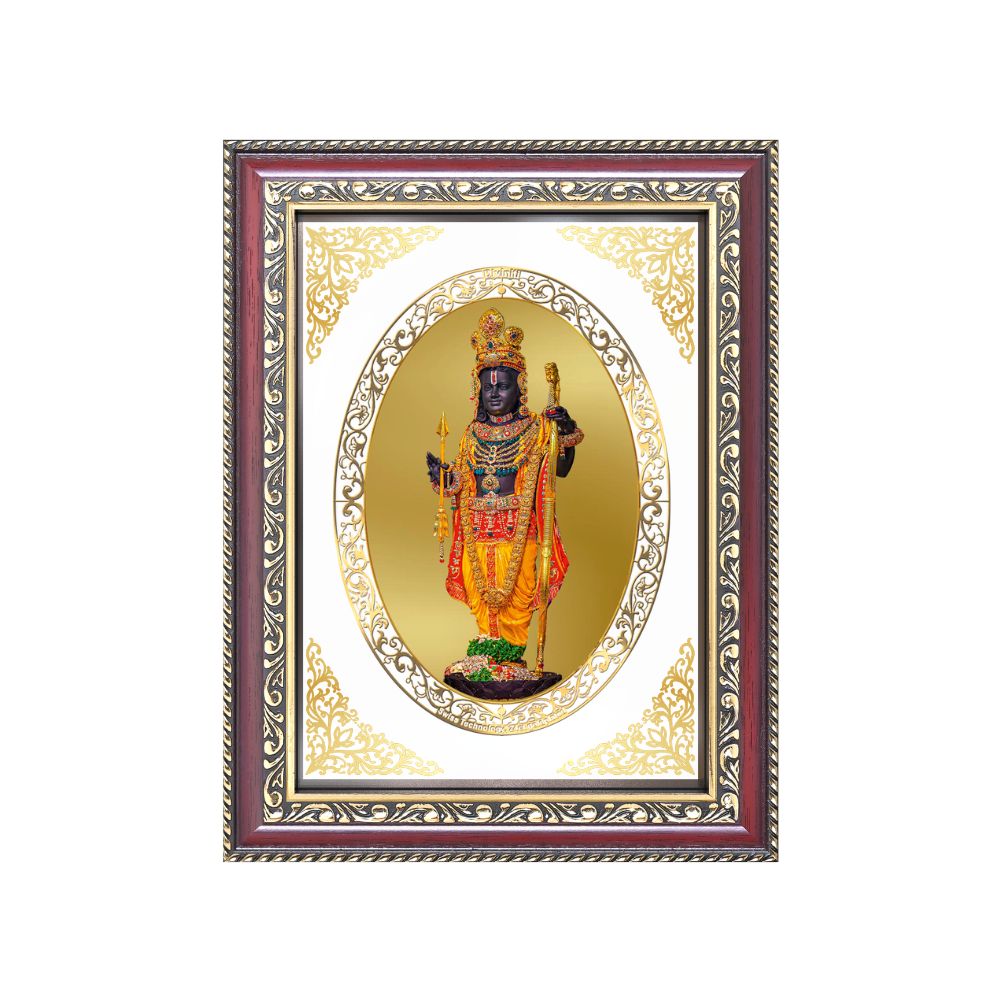Ram Lalla with Sacred Arch | Divine Ayodhya Wall & Tabletop Royal Photo Frame in 24K Gold Plated Foil