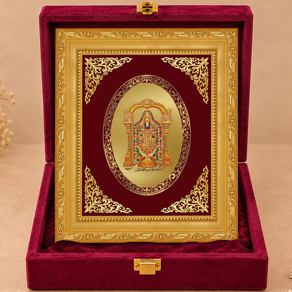 24K Gold-Plated Lord Tirupati Balaji Frame | Premium Gift Box | 16x13.5 CM