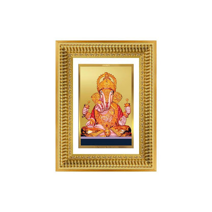 Diviniti 24K Gold Plated Dagadu Ganesha (Classic) Divine Wall Frame for Home Mandir & Office Decor | Luxury Spiritual Gift