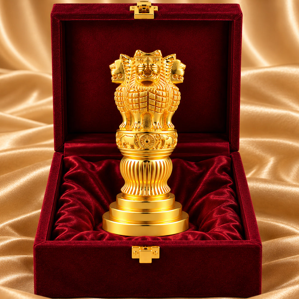 24K Gold-Plated Ashoka Stambh | Premium Gift Box | 15x7 CM