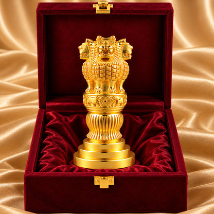 24K Gold-Plated Ashoka Stambh | Premium Gift Box | 15x7 CM