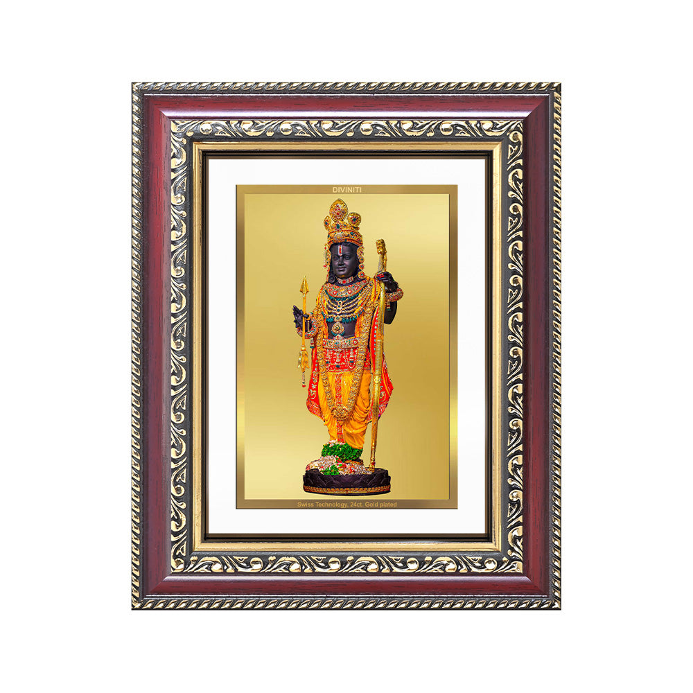 Diviniti 24K Gold Plated Ram Lalla With Arch (Classic) Divine Wall and Table Top Frame for Home Mandir & Office Decor | Luxury Spiritual Gift