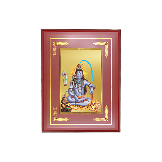 Diviniti Lord Shiva Wall Photo Frame in 24K Gold Plated Foil | Power, Transformation & Divine Peace