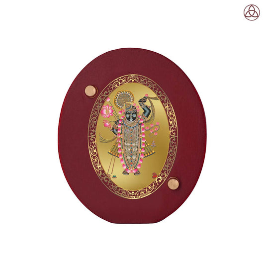 Shrinath Ji Car Dashboard & Tabletop Photo Frame in 24K gold plated royal foil