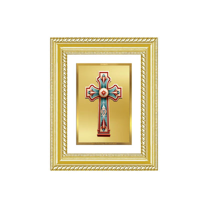 Diviniti 24K Gold Plated Holy Cross (Classic) Divine Wall and Table Top Frame for Home Mandir & Office Decor | Luxury Spiritual Gift